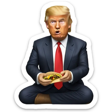 Realistic Donald Trump eating a taco sticker