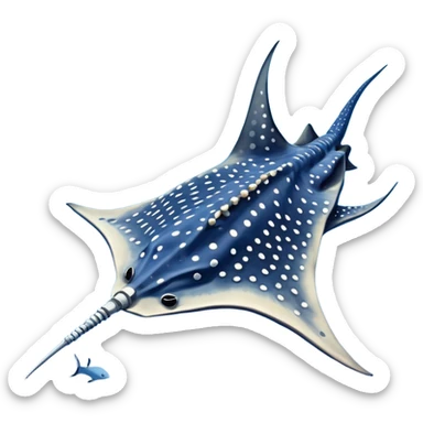Spotted eagle ray fish with long stinger viewed from above sticker