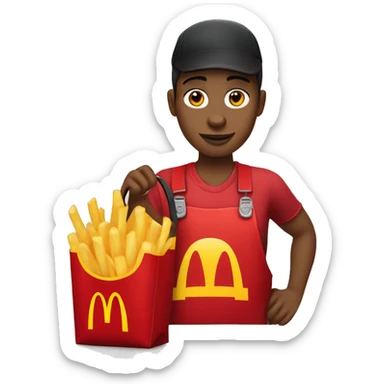 white skin mcdonalds worker putting the fries in the bag sticker