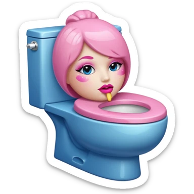 sparkly toilet with a face of makeup and fat lips sticker