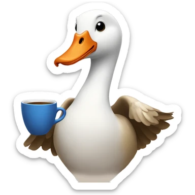 Goose holding coffee sticker