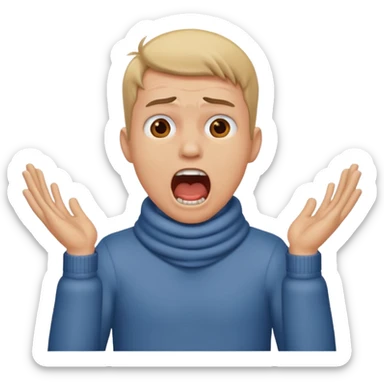 Guy with holding his both hands on neck screamingly  sticker