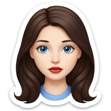 Woman with fair skin long brunette hair dark blue eyes and full lips sticker