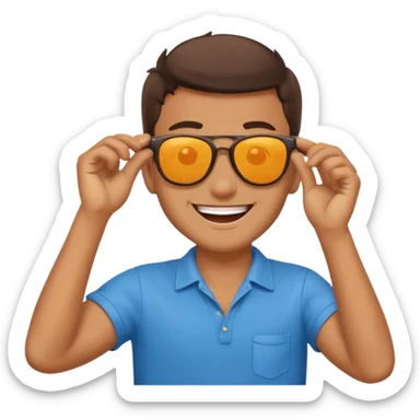 A guys taking of his sun glasses in a emoji like this 😎 sticker