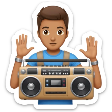 Man holding a boombox sticker