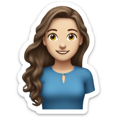 White girl with long brown hair and brown eyes she may be very happy around her many fireworks blue colour sticker