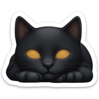 black sleeping cat sticker