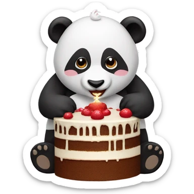 PANDA WITH CAKE sticker