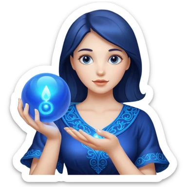 Magic woman with magic ball blue sticker