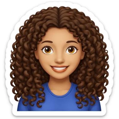 Woman light brown skin long dark curly hair sticker