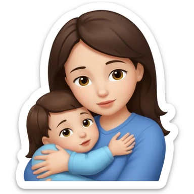 baby hug mommy brunette sticker