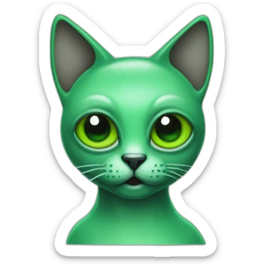 green alien cat black eyes antenna sticker