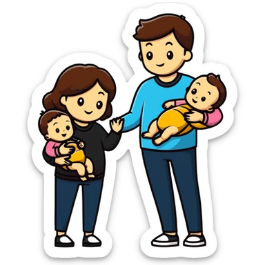 family with mom, dad, and baby sticker