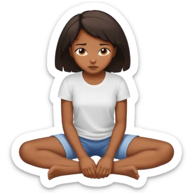 Black girl looking down at the floor sticker