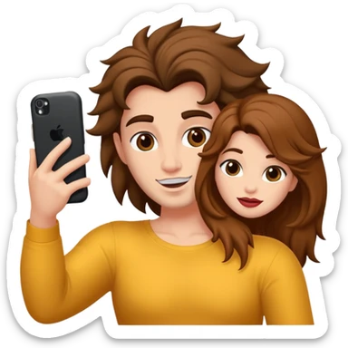 Haz un dos persones una la bella de bella y la bèstia y la otra uo con el pelo rizado largo haciendose un selfie sticker