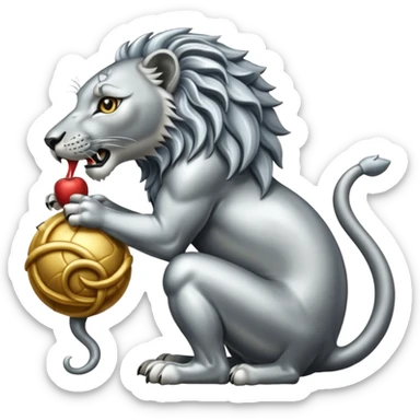 Silver Elder Scrolls Online Lion eating its tail Ouroboro sticker