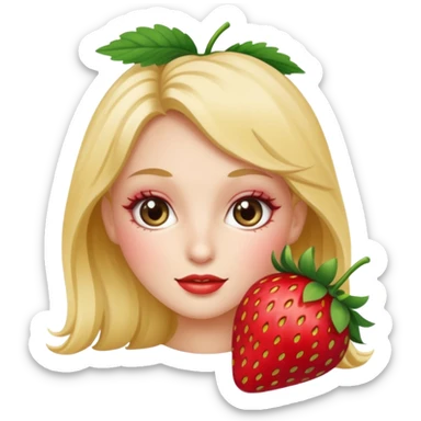 strawberry with pretty girl face long eyelashes  sticker