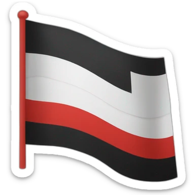 horizontal three-band flag. At the top of white, in the middle of black and at the bottom of red. sticker