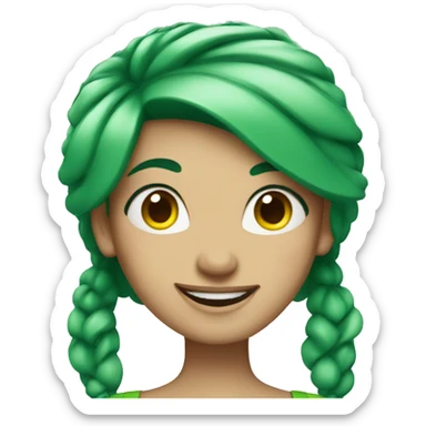 Winking Woman with green hair sticker