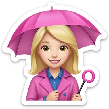 Girl with pink umbrella sticker