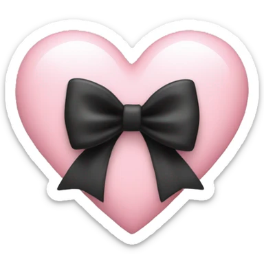 light pink heart with a black bow  sticker