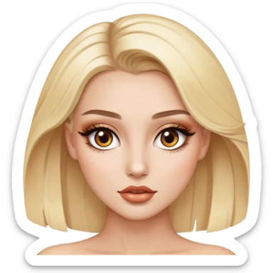 blonde model with brown eyes, luxury makeup sticker