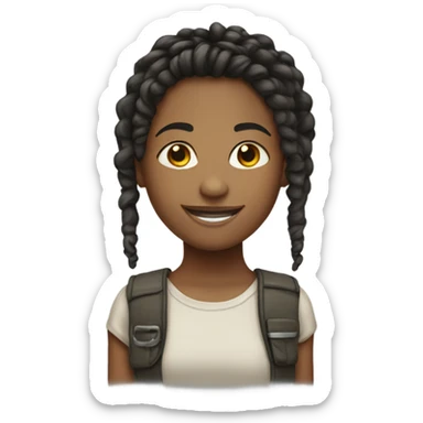 smiling girl with short dreadlocks  sticker