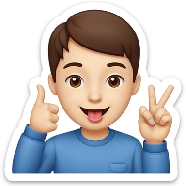 Looking satisfied and putting together your thumb and pointer finger happy tounge out sticker