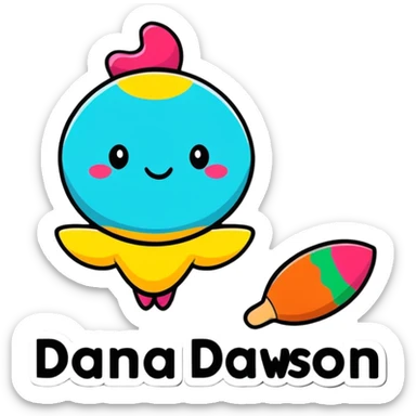 'Dana Dawson' name in a playful, bold, and fun sticker style sticker