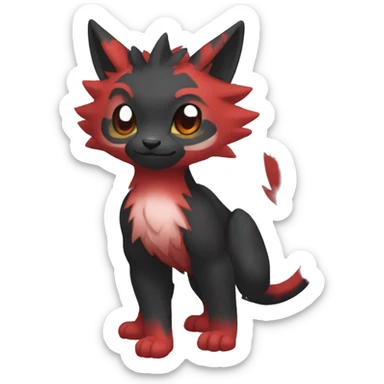 Cute cool black red animal hybrid Fakemon full body sticker