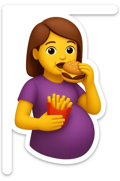 emoji stile iphone di donna in gravidanza che mangia male sticker