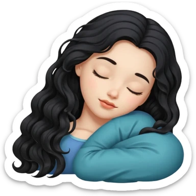 Ragazza capelli lunghi neri mossi che dorme  sticker