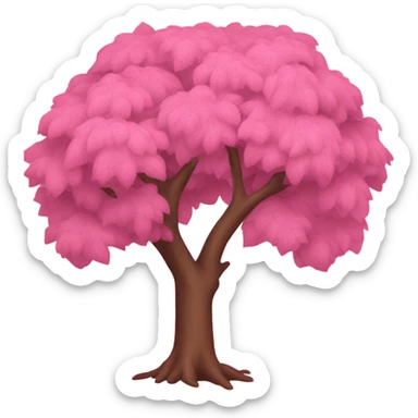 Pink tree covered with pink leaves  sticker