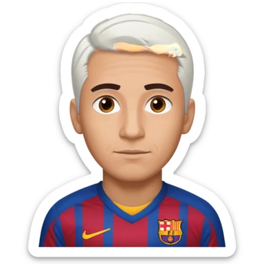araujo футболист с белыми волосами и коричневыми бровями  в футболке барселоны sticker