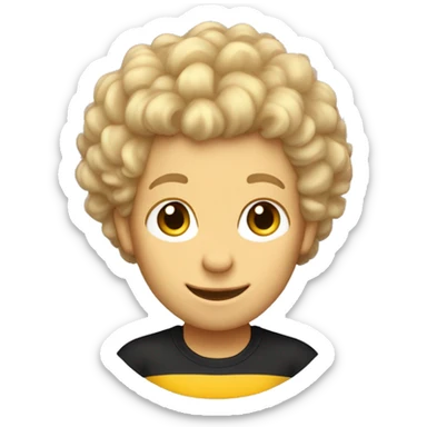 flying bumblebee with blond fluffy curly haircut on his head light skintone male sticker