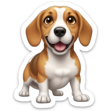 a fat little wiener-beagle frolicking sticker