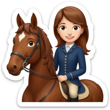 brown haired girl on a cheatnut hporse smiling' sticker