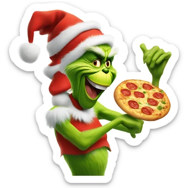 the grinch tossing pizza dough sticker
