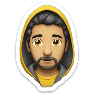 Armenian men  with yellow hoodie with sleepy face sticker