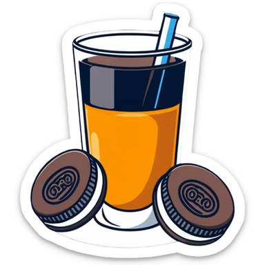 double stuffed Oreos with orange juice sticker