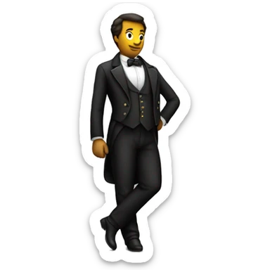 man in tailcoat stands with his back sticker