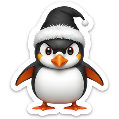 raging penguin with magical hat sticker
