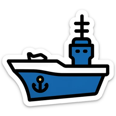 INS Vikrant, Indian Navy, simplified icon, flat style, navy blue and gray colors sticker