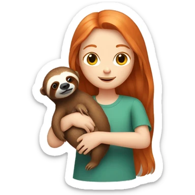 ginger girl holding a sloth  sticker