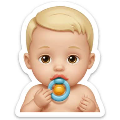 baby with pacifier on mouth sticker