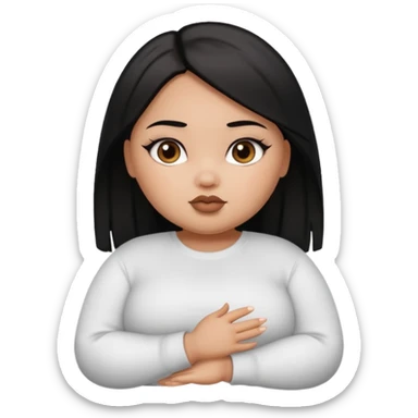 fat brown pretty bratz girl with black straight hair and white full sleeve sticker