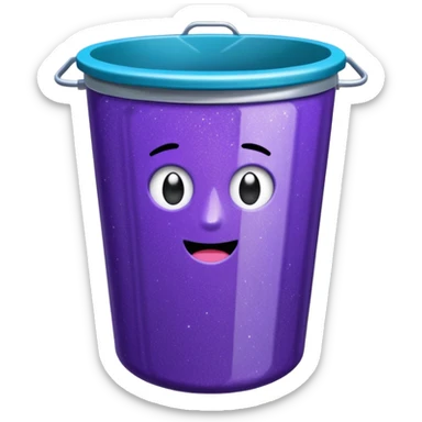 Glitter Purple and Cian  metal rubbish bin sticker
