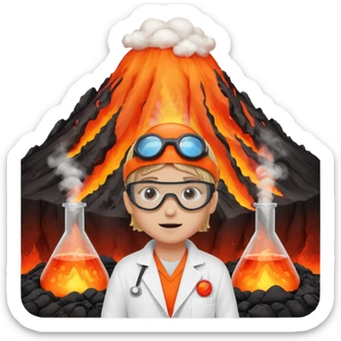 Volcano Experiment of  a kid  sticker