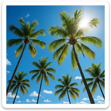 sunny sky photo with palm trees sticker