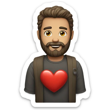 Same bearded man with a heart sticker